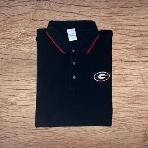 VTG 00s 2000s Black Collared Quarter Button Polo Georgia Bulldogs XL